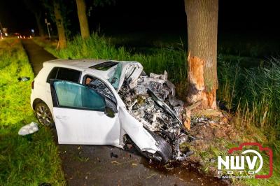 Zeer ernstig eenzijdig ongeval op Zuiderzeestraatweg N308 bij Elburg: 19-jarige automobilist uit Oldebroek overleden. - © NWVFoto.nl